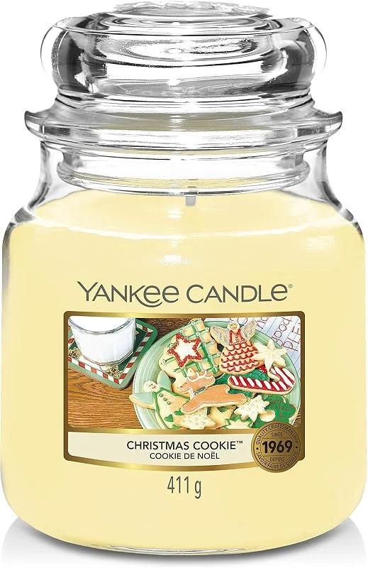 Besuche den Yankee Candle-Store Yankee Candle Duftkerze im Glas (Mittelgroß), Christmas Cookie, Brenndauer bis zu 75 Stunden — Kerzenlicht Abendessen
