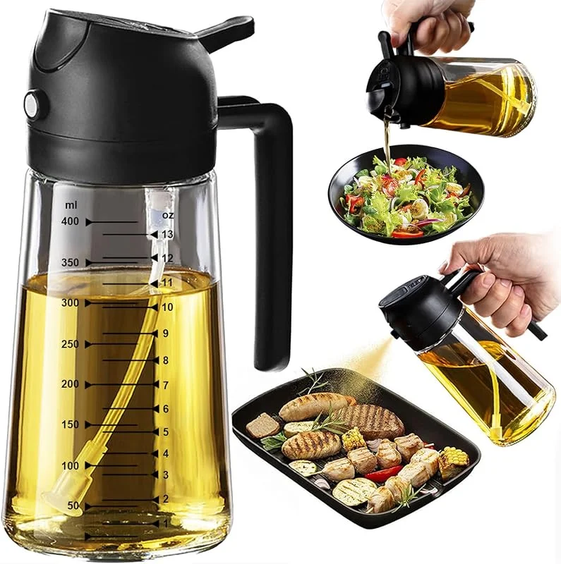 Marke: TrendPlain TrendPlain Ölsprüher für Speiseöl – Olivenöl Flasche – 2-in-1 Ölspender und Ölsprüher – Küchen Gadgets für Kochen, Salat und Grill Schwarz — Wein und Festtafel