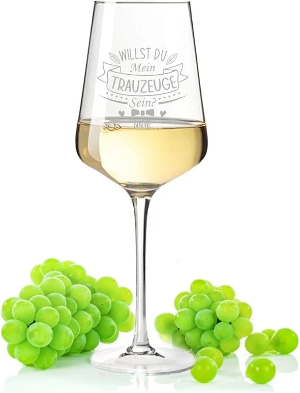 Besuche den GRAVURZEILE-Store GRAVURZEILE Weißweinglas mit Gravur - Willst Du mein Trauzeuge sein - Personalisiert mit Namen - Geschenk für Freund zur Hochzeitsfeier - Geschenke zur Hochzeit oder Verlobung — Wein und Festtafel