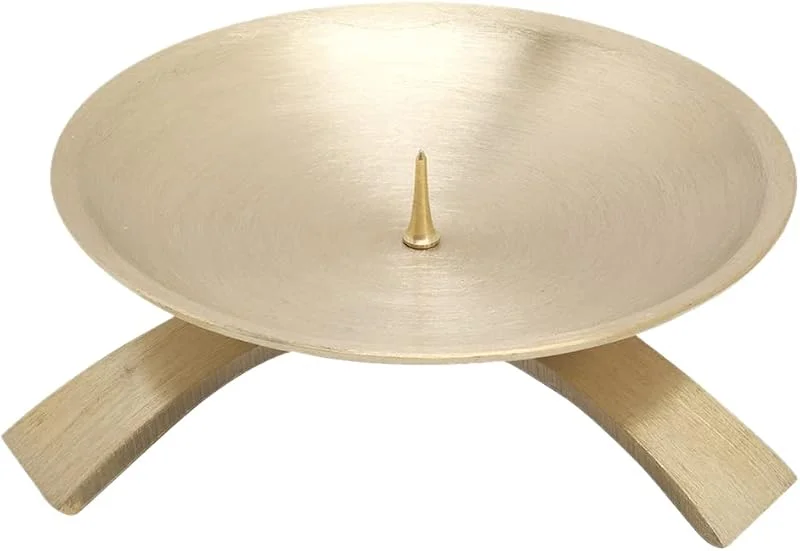 Besuche den NKlaus-Store NKlaus Dreifußleuchter Messing Gold mit Dorn, klein, Ø 9, 5 cm — Kerzenlicht Abendessen