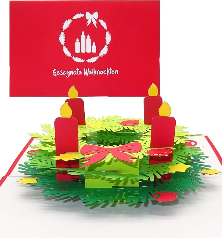 Besuche den Cologne Cards-Store 3D Pop-Up Weihnachtskarte Adventskranz – Gesegnete Weihnachten — Advent und Tisch