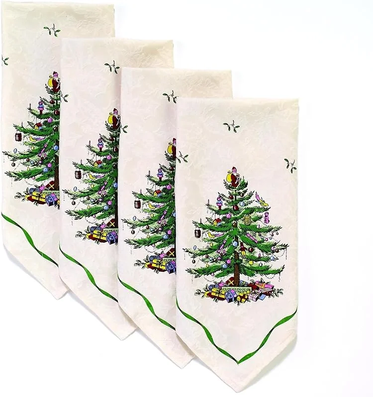 Marke: Spode Avanti Linens Spode Christmas Tree Collection, elfenbeinfarben, 4-teiliges Servietten-Set — Küche & Haushalt