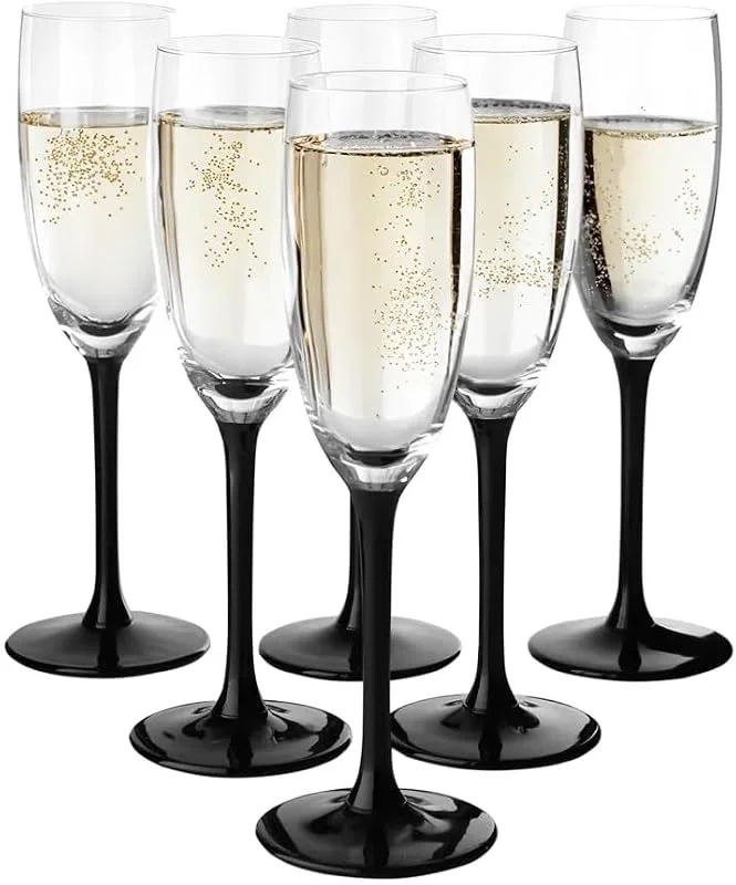 Marke: Mascart Set aus 6 Sektgläser Champagnergläser 180 ml mit schwarzem Stiel — Wein und Festtafel
