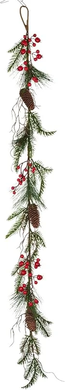 Besuche den CREATIV green-Store künstliche Tannengirlande mit echten Zapfen & roten Beeren 136cm I weihnachtliche Girlande I Weihnachtsdeko-Girlande I Tannenmix wie echt I Adventsdeko