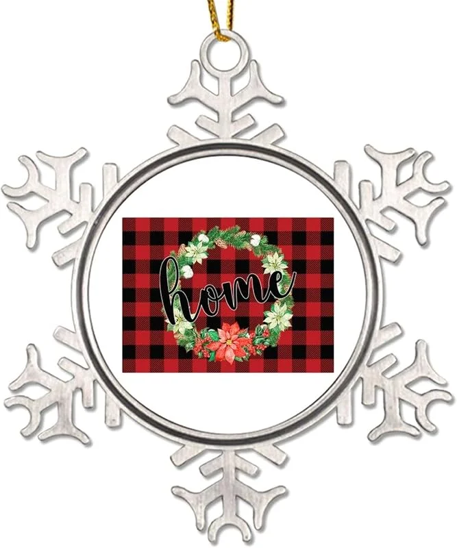 Marke: CowkissSign Patriotische American State dekorative hängende Ornamente Weihnachtskranz Colorado Weihnachtsdekoration Home State Rot und Schwarz Plaid Urlaub Geschenk Metall Schneeflocke Xmas Tree Ornament