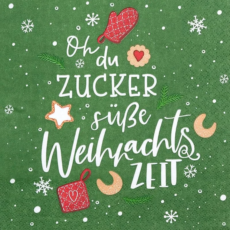 Besuche den Home Fashion-Store HOME FASHION Serviette Zuckersüße Zeit Weihnachten 33x33 cm Papier einseitig bedruckt viertel Motiv Serviettentechnik Decoupage — Geschenkverpackung