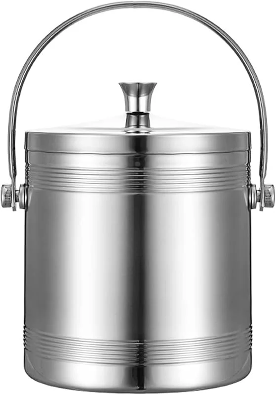 Marke: Lijiaxiuyc-101 eiskübel aus Edelstahl, doppelwandiger Eiskübel mit Deckel, metallisolierter Eiskübel for Cocktailbar, Wein, Hausbar-Zubehör, Partys, Champagnerkübel sektkübel(1L) — Küche & Haushalt