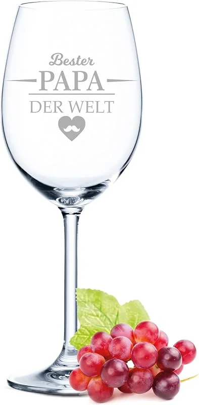 Besuche den GRAVURZEILE-Store GRAVURZEILE Leonardo Weinglas mit Gravur – Bester Papa der Welt – Geschenk für Papa, ideal als Vatertagsgeschenk, 0, 5 l, Weißweinglas, Rotweinglas als Geburtstagsgeschenk für Männer — Wein und Festtafel