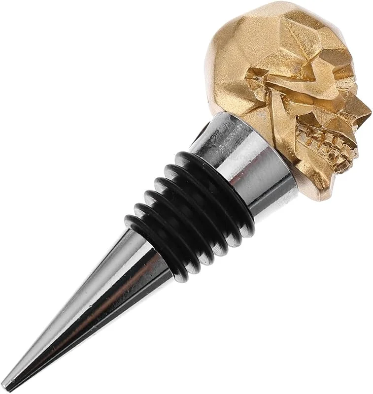 Marke: BESTOYARD Weinflaschenverschluss Totenkopf, 1 Stück, Gold, Party Weinstopper — Wein und Festtafel