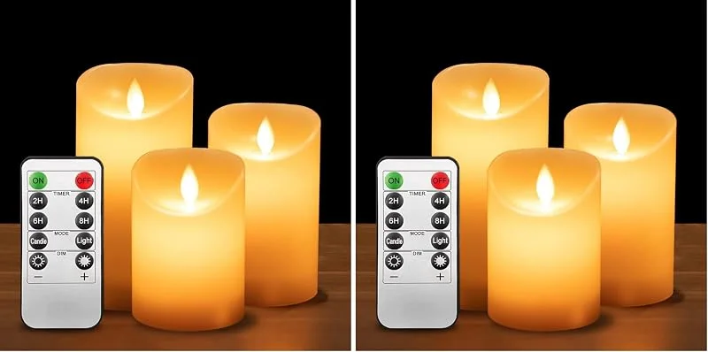Besuche den ILEEDear-Store LED-Kerzen, Flammenlose Kerzen mit Fernbedienung Timer Funktion, Batteriekerzen, LED Stabkerzen, Flammenlose Kerzen, bewegliche Flamme, 3er-Set (Packung mit 2) — Kerzenlicht Abendessen