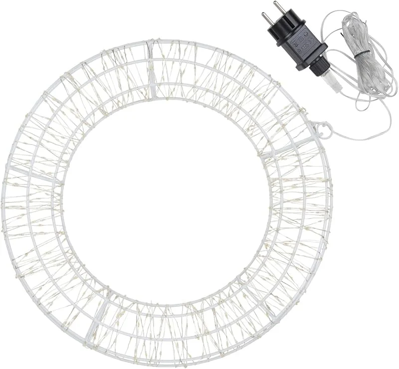 Besuche den GRUNDIG-Store Grundig Weihnachtskranz mit LED-Beleuchtung - Ø38 cm - Warmweißes Licht - 480 LEDs - Mit Timerfunktion - Für den Innenbereich - Betrieb über 230V - Farbe Weiß - Weihnachtsdekoration