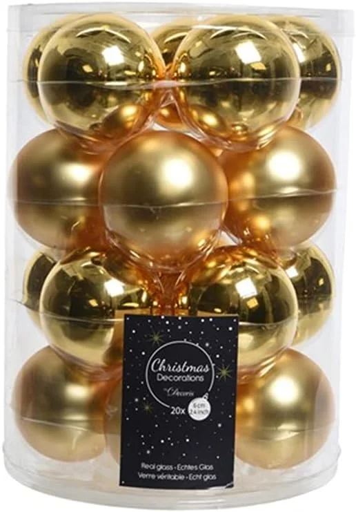 Marke: Decoris Christbaumkugeln Gold - Glanz & Matt - 20 Stück Glas 6 cm Durchmesser - 20 STK. a 6 cm — Weihnachtsdeko