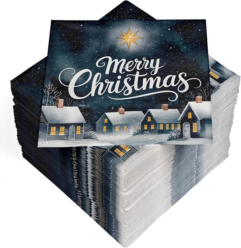 Besuche den Heku-Store HEKU 100 Weihnachts-Servietten, 3-lagig, 33x33cm, "X-mas Village" I Saugstark I Festliches Motiv I Ideal für Weihnachten und Advent — Advent und Tisch