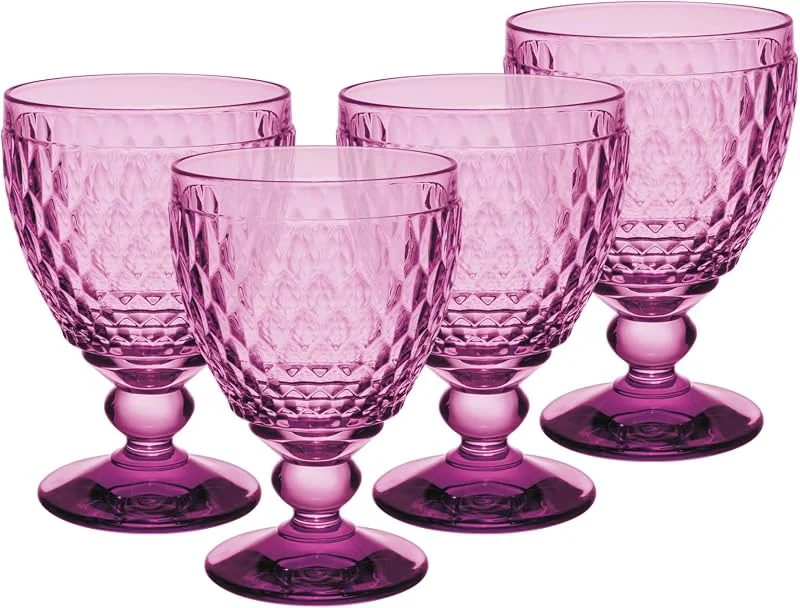 Villeroy & Boch Boston Berry Rotweinglas 4er Set, 200 ml, Kristallglas für Rotwein, Spülmaschinengeeignet, Rosa — Wein und Festtafel