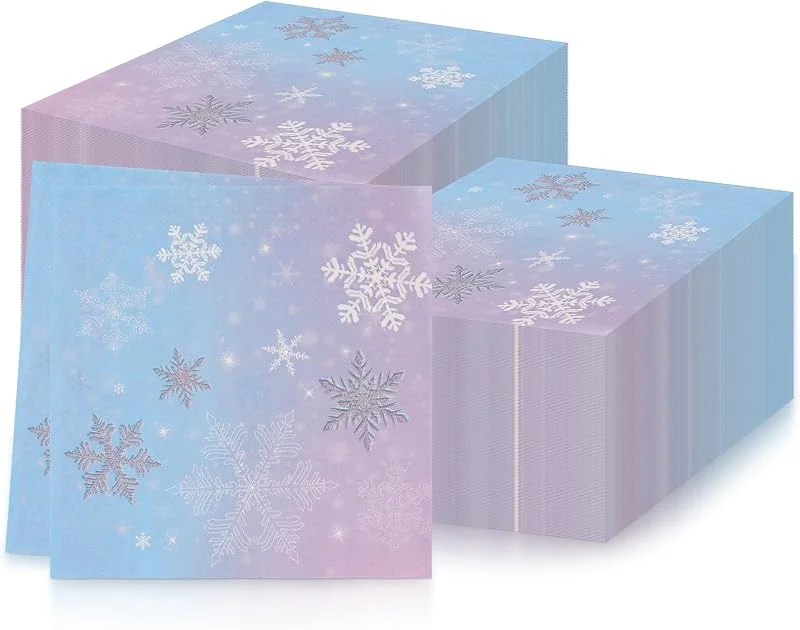Marke: mciskin Weihnachts Party Servietten, Schneepapierservietten, Cocktailservietten Dinner Servietten, blaue Eiskönigin-Papierservietten, Seidenpapier für Geburtstagspartys, Hochzeiten, Weihnachten, Babypartys — Advent und Tisch