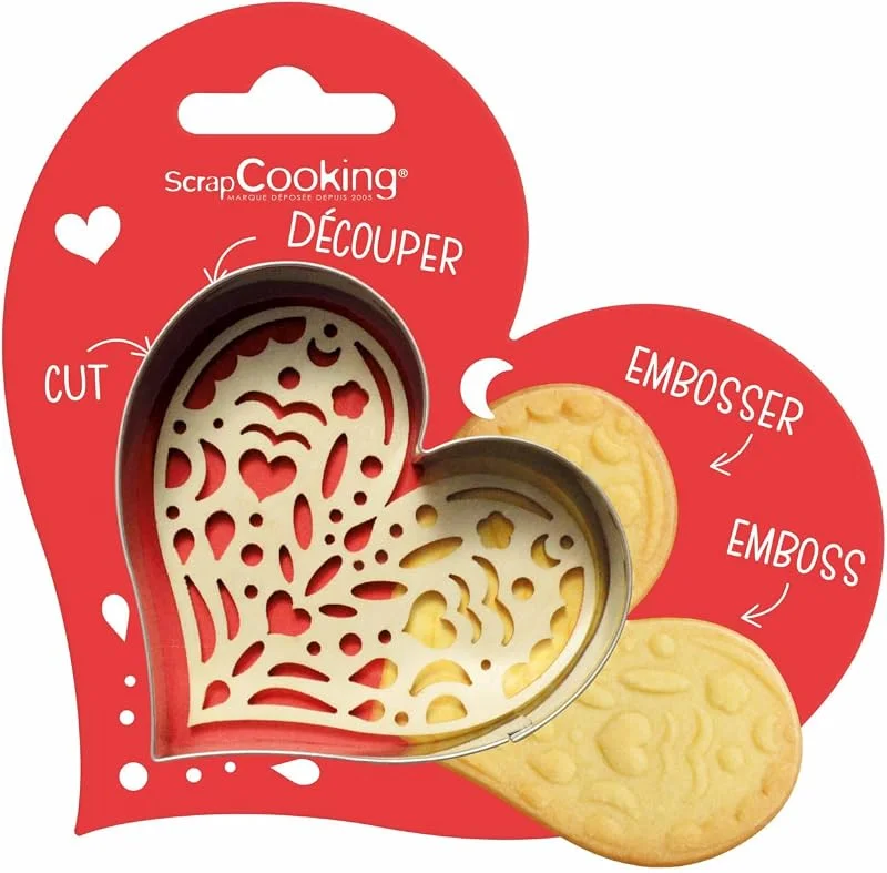 Besuche den ScrapCooking-Store ScrapCooking - Herz Ausstecher & Stempel Set - Ausstecher für Plätzchen, Kekse, Fondant - Edelstahl Ausstecher & Holz Stempel - Backform Zubehör Valentinstag Ostern Geburstag Deko - 2095 — Weihnachtskueche