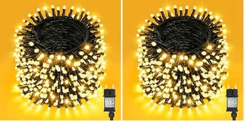 Besuche den Dalugo-Store Dalugo Lichterkette Außen Weihnachtsbaum, 50m 500 LED Wasserdichte Warmweiß Aussen Weihnachtsbeleuchtung mit Timer, 8 Beleuchtungsmodi, Speicherfunktion (Packung mit 2)