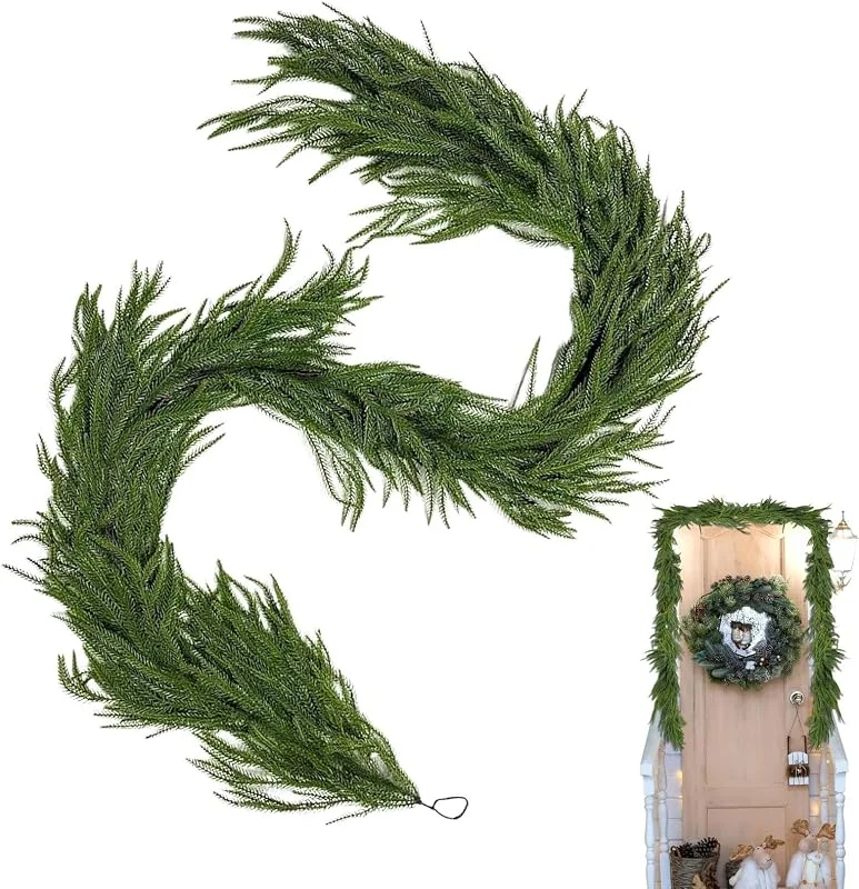 Marke: Generisch Norfolk Tannengirlande, künstliche Kieferngirlande, Outdoor-, dekorativer, Urlaubsdekorationen für Party, Kamin, Geländer, Treppenhaus, Baum, Tür, Tisch, Wand — Weihnachtsdeko