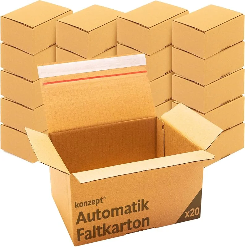 Besuche den Konzept 11-Store Konzept 11 - Versandkarton 20x15x10cm Set 20 Stk. Faltkartons mit Deckel Selbstklebend, Kleine Kartons zum Verschicken, Verpackung, Verschiedene Größe — Geschenkverpackung
