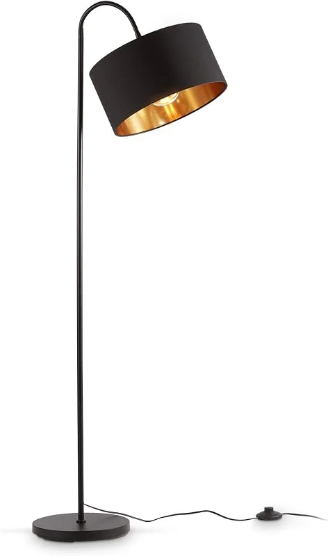 Besuche den B.K.Licht-Store B.K.Licht - Stehlampe Vintage mit Fußtaster, Lampenschirm aus Stoff, schwenkbar, Leselampe, Deko Wohnzimmer, Lampe, Deckenfluter, Bogenlampe, Standleuchte, Industrial, 25x145 cm, Schwarz-Gold — Kerzenlicht Abendessen