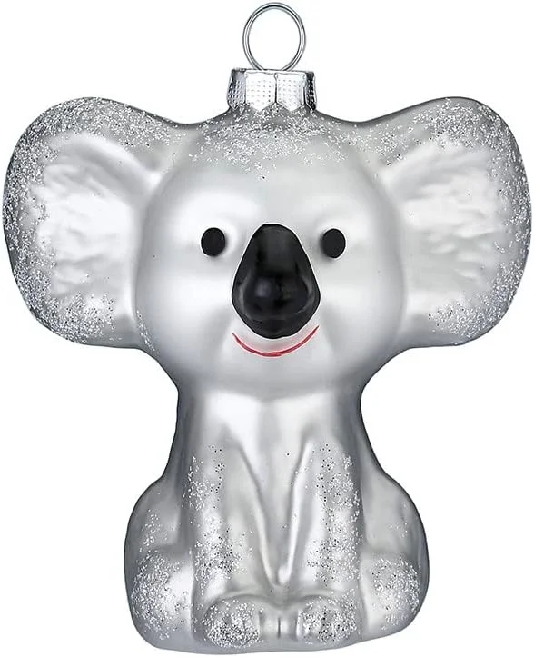 Besuche den Inge-glas-Store Christbaumschmuck Glas 12cm Koala mit Glitzer Highlights Weihnachtskugeln Wildtiere Silber grau — Weihnachtsdeko