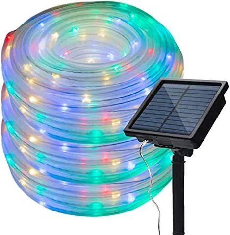 Marke: XUNATA XUNATA LED Solar Lichterschlauch 10M 100 LEDs Lichter IP65 Wasserdicht Schlauchlicht Lichtschlauch für Garten, Weihnachten, Hochzeit, Party (Mehrfarbig, 10m (100LEDs) + 2m lead cable) — Weihnachtsbeleuchtung