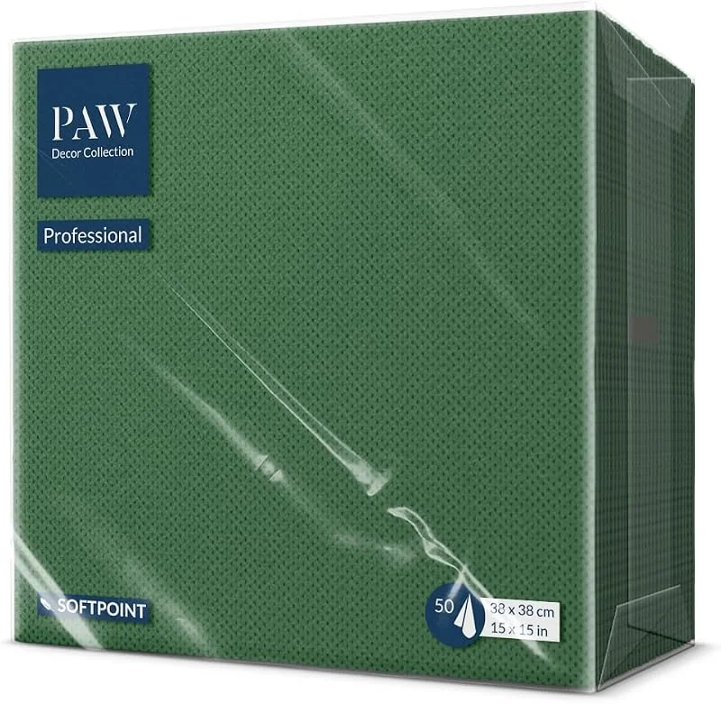 Besuche den PAW Decor Collection-Store PAW Servietten 38 x 38 cm, 50 Stück Soft Point - Stechpalmengrün — Advent und Tisch