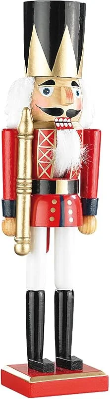 Besuche den infactory-Store infactory Nussknacker Holzfigur: Handbemalter Deko-Nussknacker König aus Holz, 35 cm (Deko Figur, Holz Figur, groß) — Küche & Haushalt