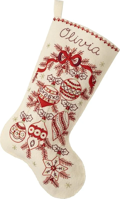 Marke: Bucilla Bucilla, Klassische Weihnachtsstrumpf-Set, 45, 7 cm, Filzapplikation, perfekt für DIY-Nadelspitzen-Kunst und Handwerk, 89532E — Weihnachtsdeko