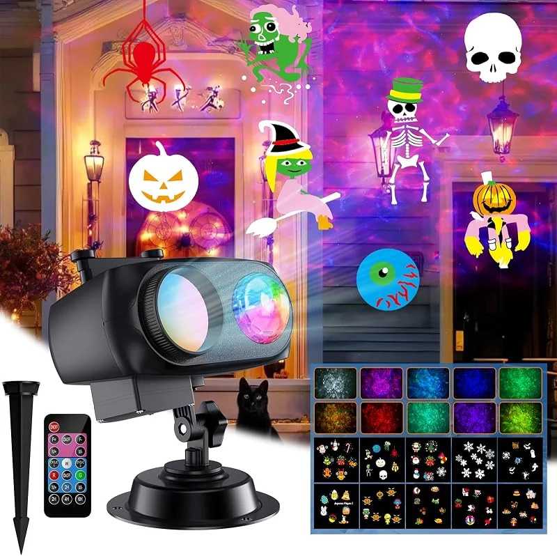 Marke: COOLWUFAN COOLWUFAN Halloween Weihnachten Projektor Licht für Außen und Innen Wasserdicht Fernbedienung 20 HD Effekt 3D Ozeanwelle Muster für Garten Dekoration — Weihnachtsbeleuchtung