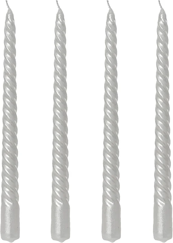 Marke: Kaemingk Kaemingk Spitzkerzen Paraffin 25cm - 4er Set spiralförmige Kerzen - Spiralkerzen Tafelkerzen Stabkerzen - gedrehte Weihnachtskerzen - Weiß — Kerzenlicht Abendessen