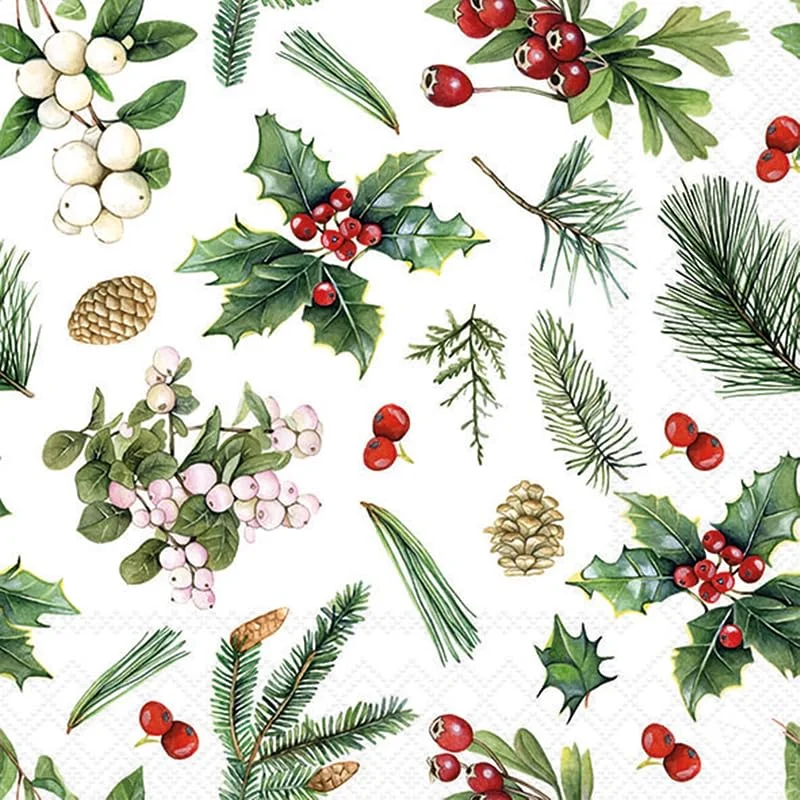 Besuche den Ambiente-Store AMBIENTE 20 Servietten Weihnachten Zweige, Zapfen und Beeren im Winter als Tischdeko. Papierservietten mit Motiv. Auch für Decoupage und Serviettentechnik 33x33cm, (33316495) — Advent und Tisch