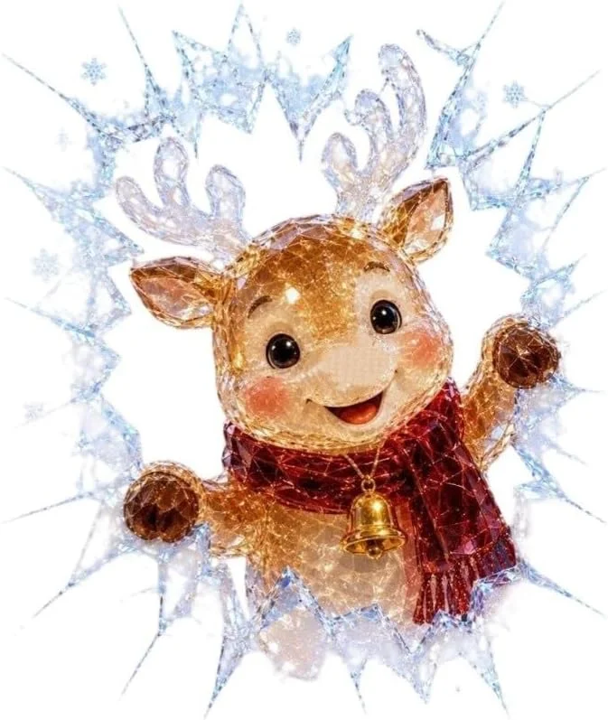 Marke: SiSinkal Glitzernde Weihnachtsaufkleber Kristall 50x40cm Selbstklebend(Reindeer) — Geschenkverpackung