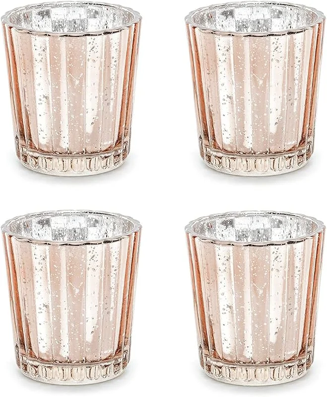 Besuche den PartyDeco-Store Teelichthalter Glas 5, 5x6cm Kerzenhalter Windlicht Kerzenglas Teelichtgläser 4er Set Hochzeit Deko, Vintage Teelichhalter aus Glas in schick-rustikaler Optik 4 Stück — Advent und Tisch