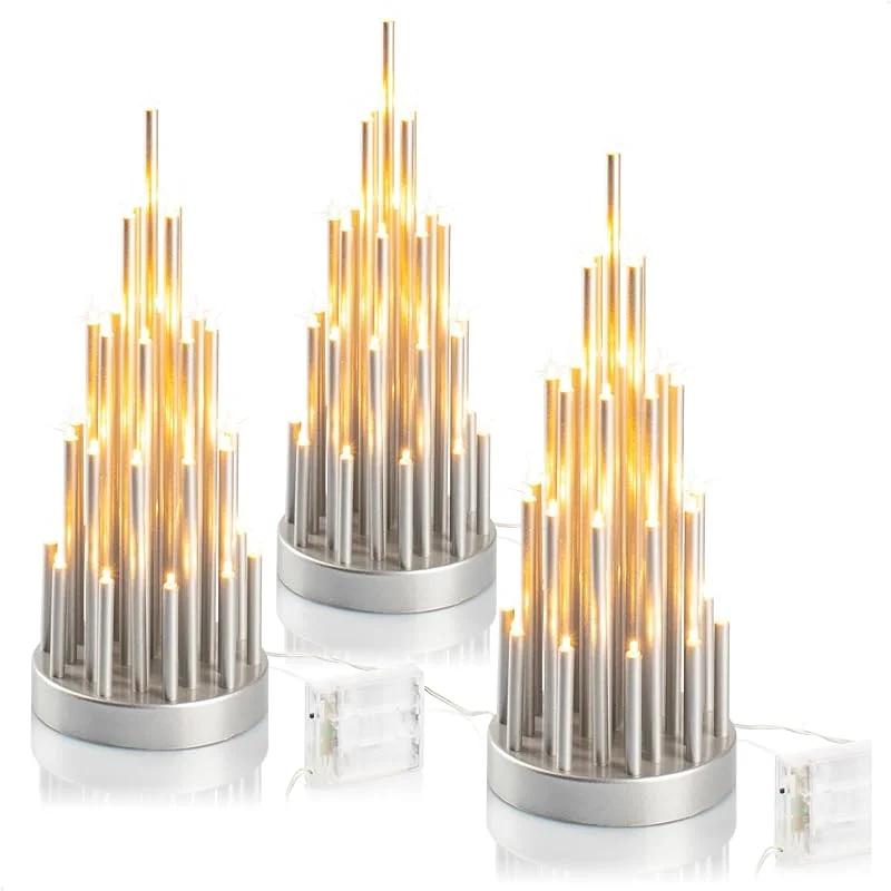 Besuche den com-four-Store com-four® 3x LED Stimmungsleuchter Pyramide, Kerzenbrücke mit 33 — Weihnachtsdeko
