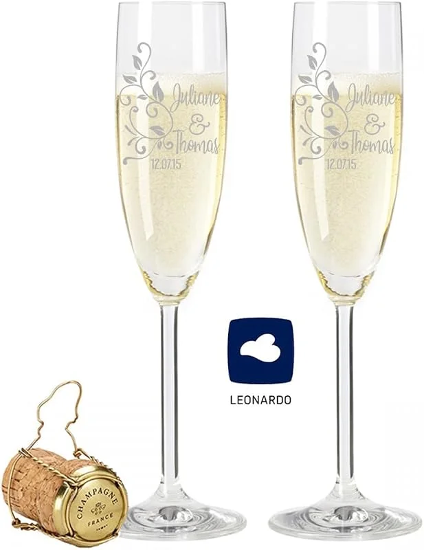 Besuche den GRAVURZEILE-Store GRAVURZEILE Sektgläser - Floral Design - personalisiert mit Wunschgravur Namen & Datum - als Geschenk zur Hochzeit, Verlobung oder zum Jahrestag - das perfekte Hochzeitsgeschenk — Wein und Festtafel
