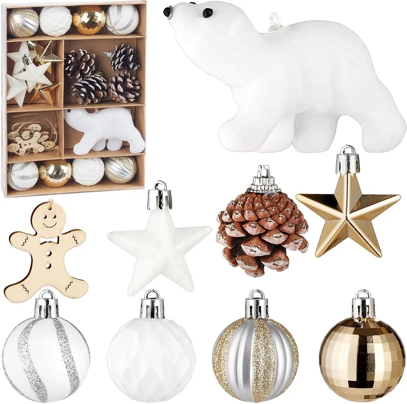 Besuche den BRUBAKER-Store BRUBAKER 24 Stück Christbaumschmuck mit Eisbär Kugel - Weihnachtskugel Set — Weihnachtsdeko
