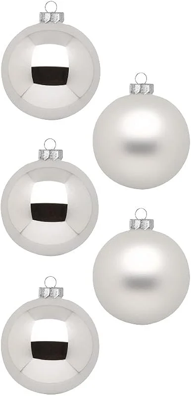 Besuche den Inge-glas-Store Inge Glas Magic Weihnachtskugeln klein, 36 Kugeln 4cm, Christbaumkugeln aus Glas (Frosty Silver, Silber weiß) — Weihnachtsdeko