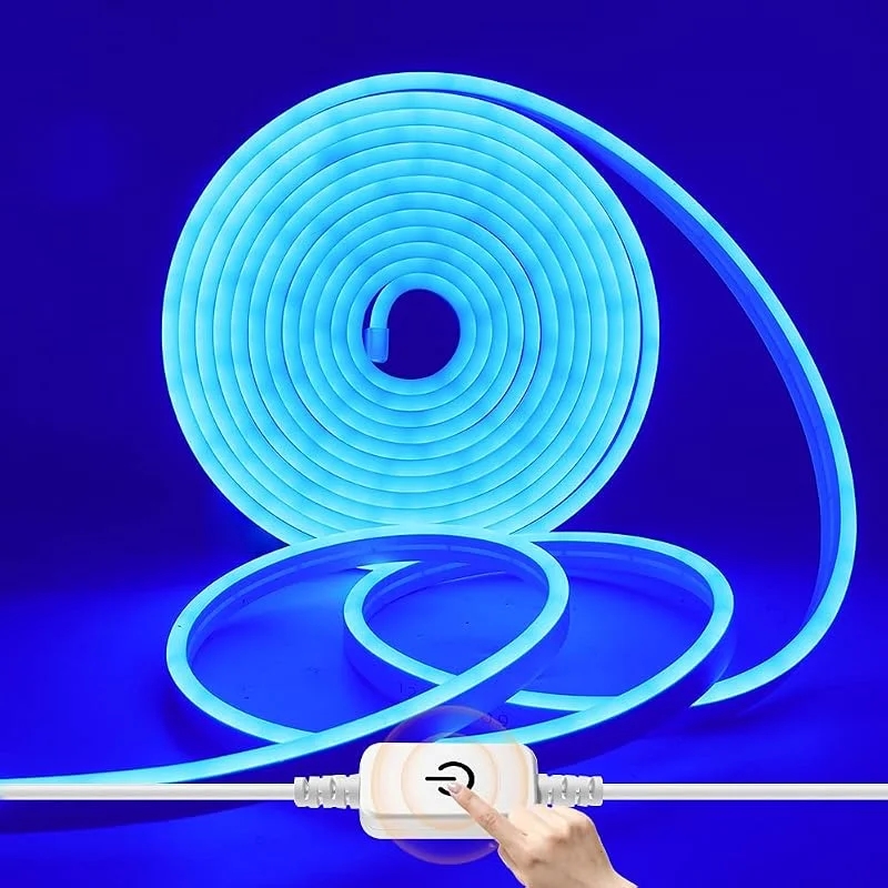 Marke: HEGEHE Dimmbar Neon LED Streifen, 12V 2835 LED Strip Wasserdicht Diffusion Silikon Neon Flex LED Lichtband Schlauch für Innen Aussenbereich Heim Küche DIY Deko (Blau, 5M) — Weihnachtsbeleuchtung