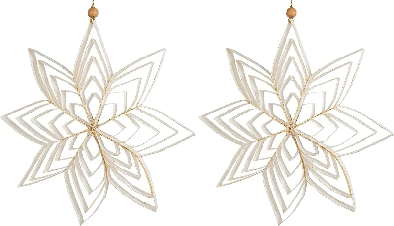 Besuche den Logbuch-Verlag-Store Logbuch-Verlag Großer Papierstern zum Aufhängen Weihnachten weiß Gold 30 cm Fensterdekoration (Packung mit 2) — Weihnachtsdeko