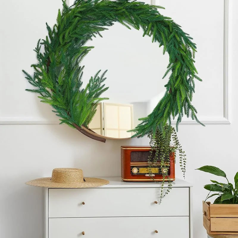 Marke: Jutom Norfolk-Kieferngirlande für Weihnachten, fühlt sich echt an, künstliche Kieferngirlande für Weihnachten, Urlaub, saisonale Innendekoration, Mantel, 152, 4 cm — Weihnachtsdeko