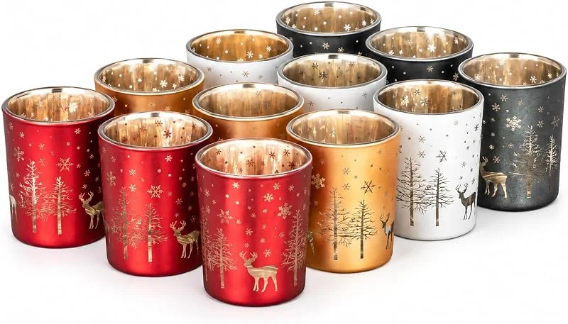 Marke: Kamelio Teelichthalter Weihnachten, 12er Set Windlichter Glas, Weihnachtsdeko — Advent und Tisch