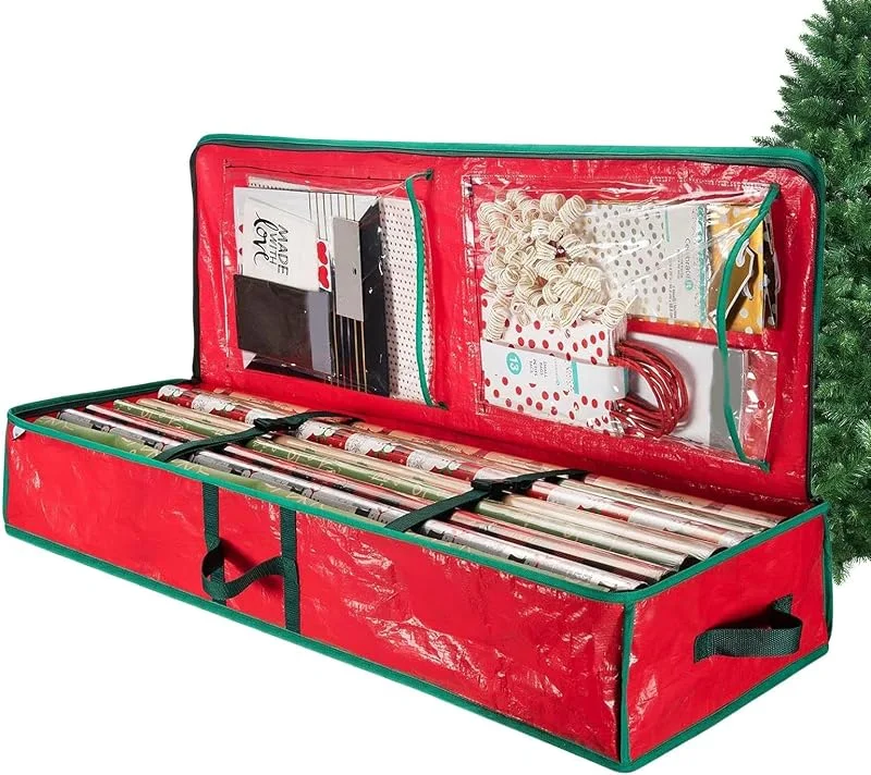 Marke: Generisch Geschenkpapier-Aufbewahrungsbehälter, mit flexiblen Trennwänden, Weihnachts-Geschenkpapier-Halter, Box, für Schlafzimmer, Schrank, Wohnzimmer, Schrank, , Rollen, Schleifen — Geschenkverpackung