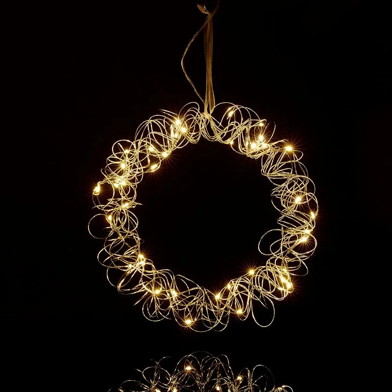 Besuche den Relaxdays-Store Relaxdays LED Lichtkranz, Fensterdeko innen, zum Aufhängen, Ø 30 cm, ganzjährig, Lichterkreis, batteriebetrieben, Silber — Weihnachtsbeleuchtung