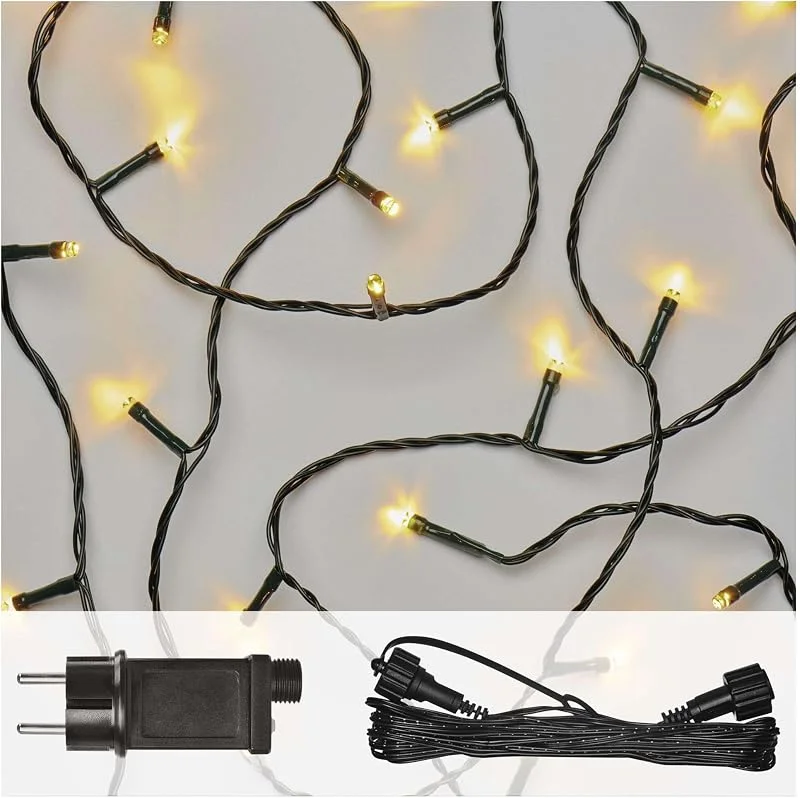 Besuche den EMOS-Store EMOS Connect System Basis Set Standard Weihnachtslichterkette, 10m Lichterkette + 5m Verbindungskabel + Netzteil mit Timer, 100 LEDs, IP44 für Innen und Außen, Warmweiß, 6, 18h Leuchtmodus — Weihnachtsbeleuchtung