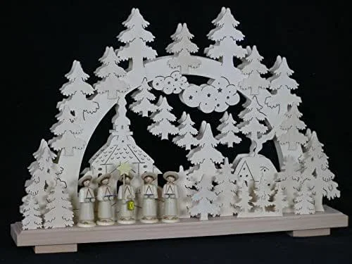 Besuche den Rudolphs Schatzkiste-Store Rudolphs Schatzkiste Schwibbogen mit Kurende Kirche und Beleuchtung BxHxT 50x34x7cm NEU Lichterbogen Fensterbogen Spitzbogen Erzgebirge Seiffen Weihnachten Licht Holz Dekoration Beleuchtung — Weihnachtsdeko