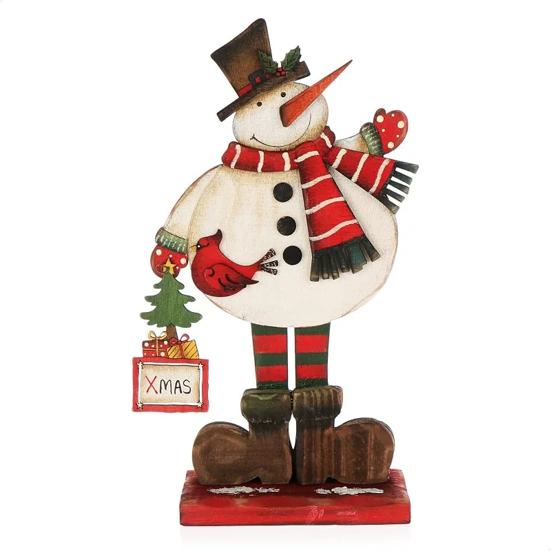 Besuche den com-four-Store com-four® Dekorativer Aufsteller für Weihnachten, Schneemann aus Holz — Weihnachtsdeko