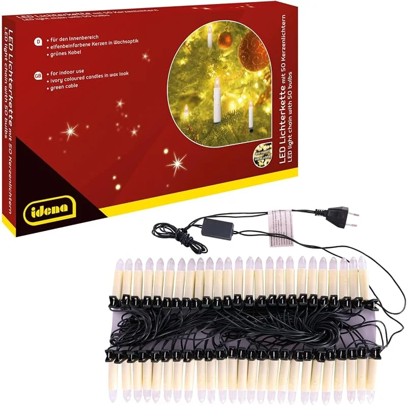 Besuche den Idena-Store Idena LED Kerzen Lichterkette Innen 50 Kerzenlichter, 26 m — Weihnachtsbeleuchtung