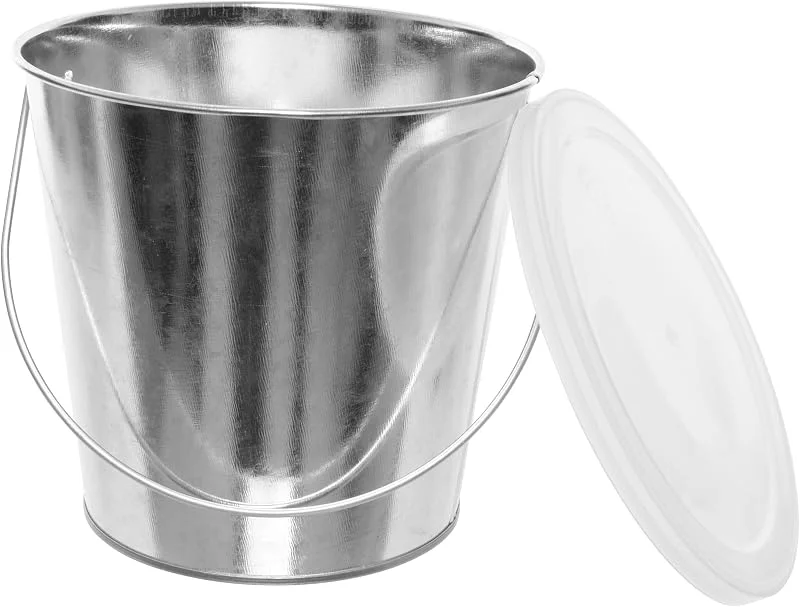 Marke: Decoris Citronella Kerze 12cm im Metalleimer mit Deckel - Outdoor Duftkerze für Garten Balkon Camping Draußen - große Gartenkerze aus Wachs mit Citronellaöl - Eimerkerze Silber — Kerzenlicht Abendessen