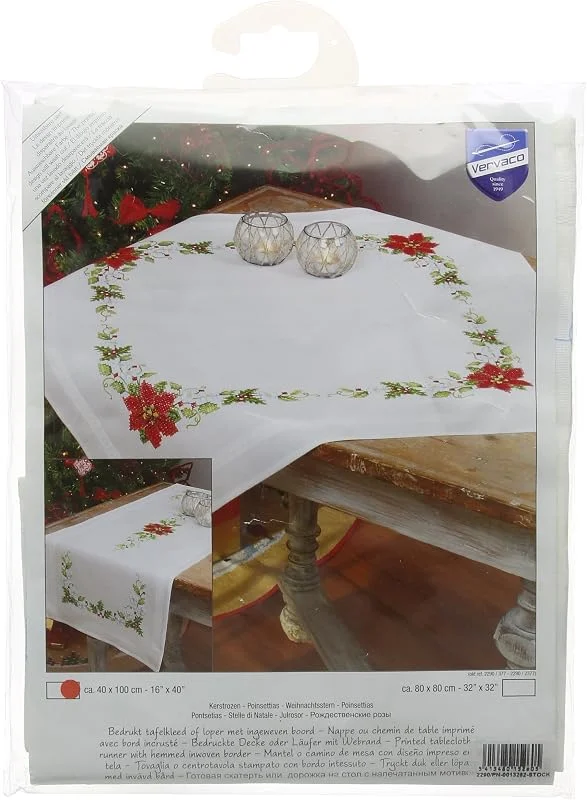 Besuche den Vervaco-Store VERVACO Stickpackung Kreuzstich Set Vorgedruckt Tischläufer Weihnachtsstern Stickdecken Vorgezeichnet DIY Basteln Erwachsene Kreativ Stickläufer zum Selbersticken 40 x 100 cm Stickset — Advent und Tisch